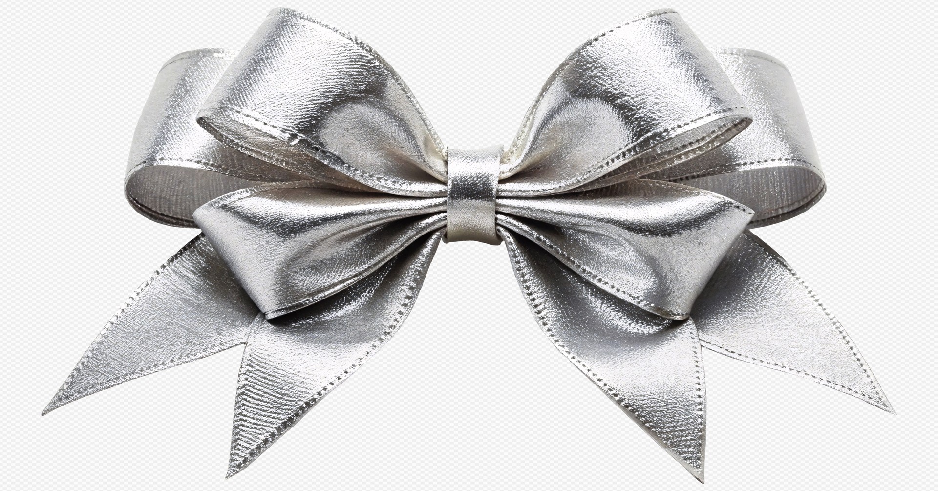 silver bow with ribbon isolated